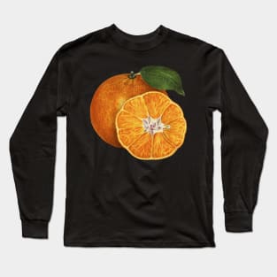 Vegan Orange Art Design Half Sliced Orange Long Sleeve T-Shirt